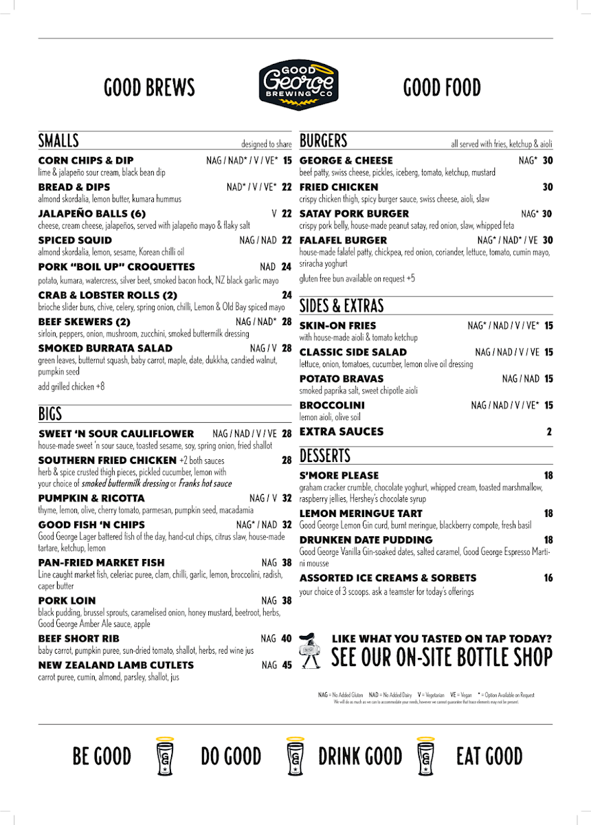 Menu Good George North Wharf-1