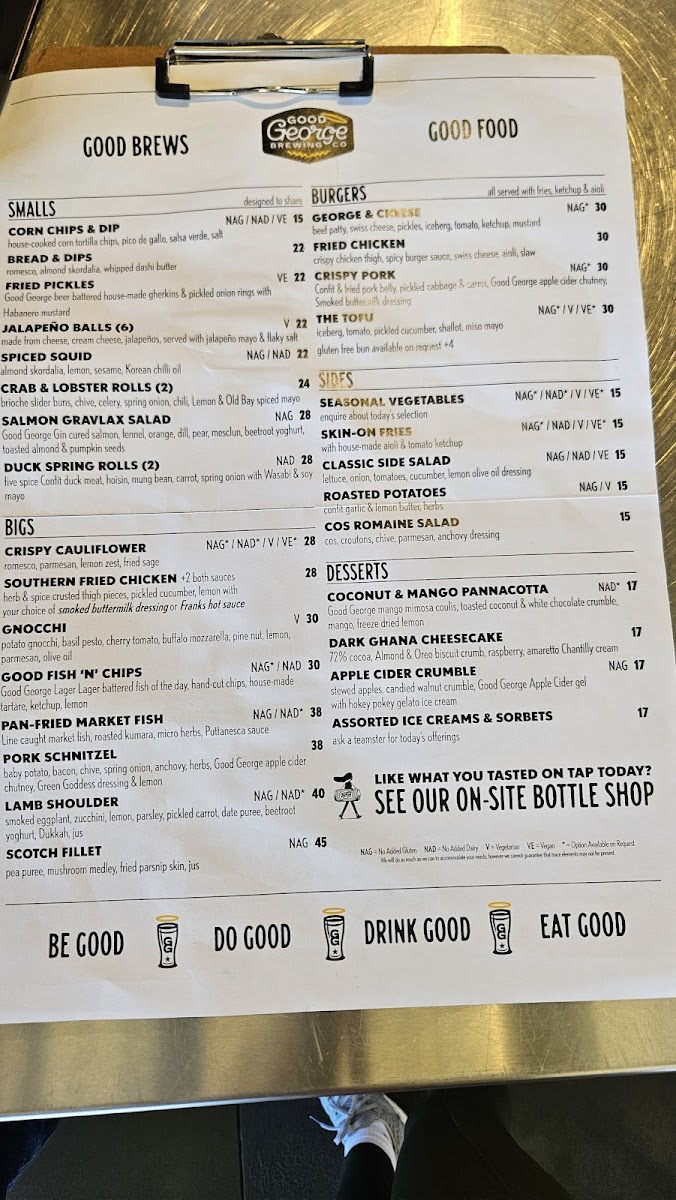 Menu Good George North Wharf-3